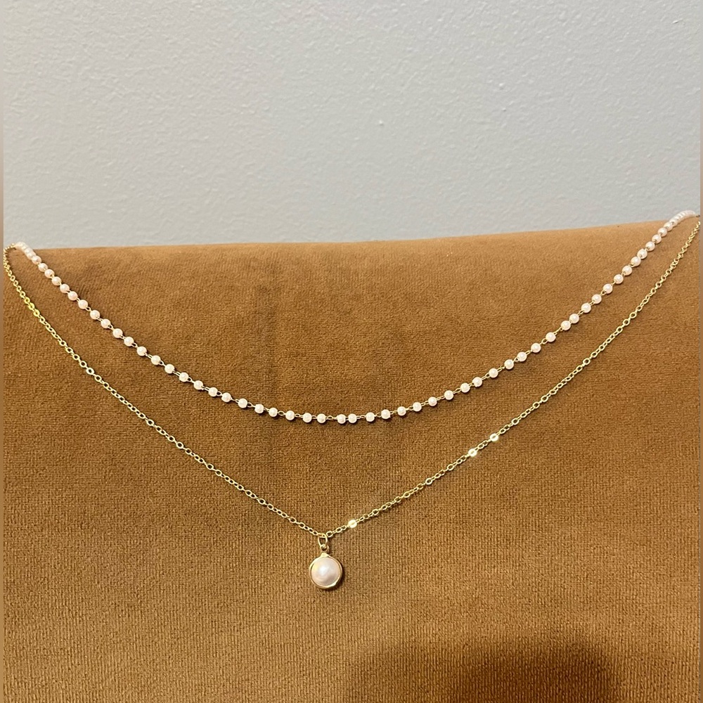 Gold Necklace with Matching Hoop Earrings